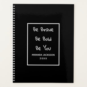 Motivational quote black white name planner