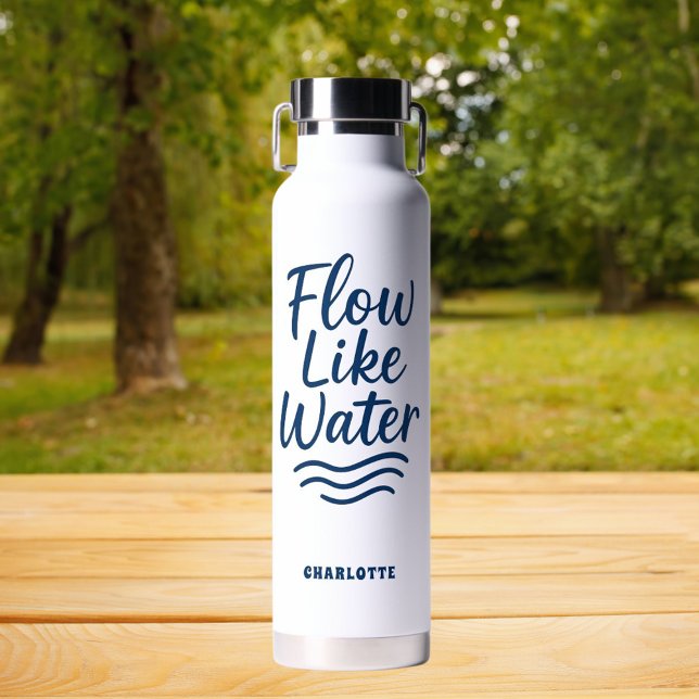 Motivational quote blue flow like water yoga water bottle (Creator Uploaded)