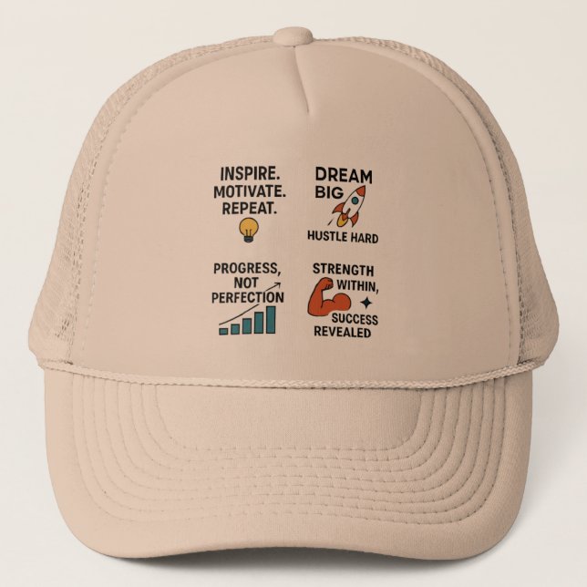 Motivational Quote Cap – Hustle Hard, Dream Big, I (Front)