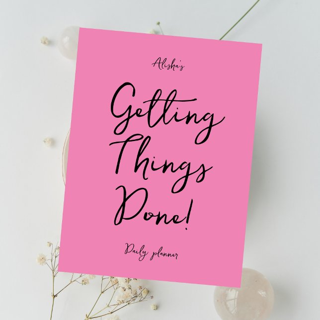 Motivational quote custom name pink daily planner notebook (Creator Uploaded)