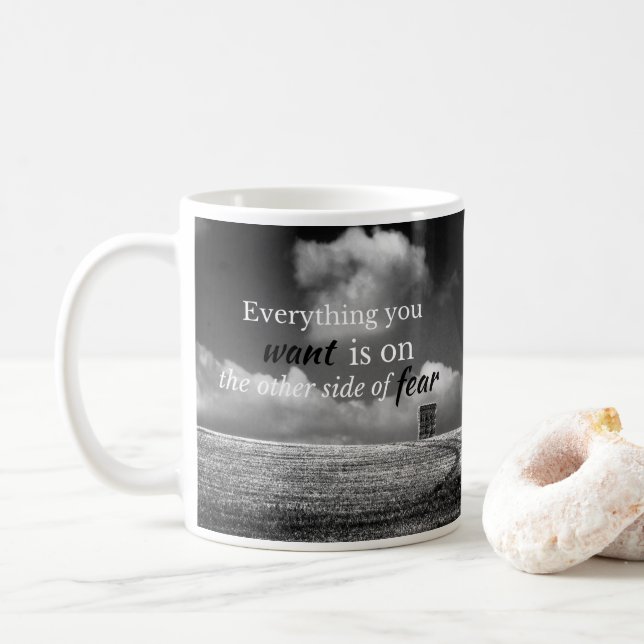 Motivational Quote: Everything you want is on... Coffee Mug (With Donut)