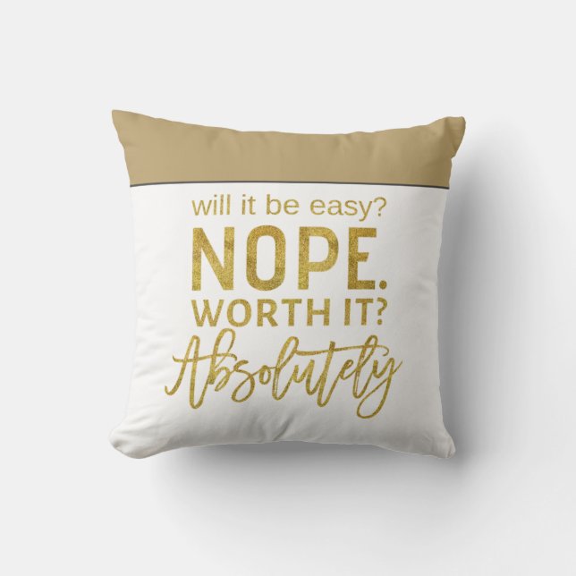 Motivational Quote/Gold typography Cushion (Front)