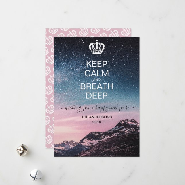 Motivational Quote Happy New Year Photo  Holiday Card (Front/Back In Situ)