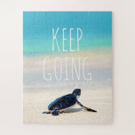 Motivational Quote Keep Going Turtle Beach Jigsaw Puzzle<br><div class="desc">A baby turtle on the beach is trying to reach the ocean with a quote that says: Keep going. It does not matter how slowly you go as long as you don't give up. Keep going! You can do this! This motivational Jigsaw Puzzle is the perfect gift for yourself or...</div>