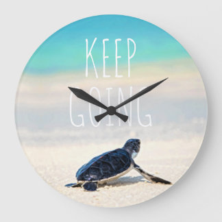 Motivational Quote Keep Going Turtle Beach Large Clock