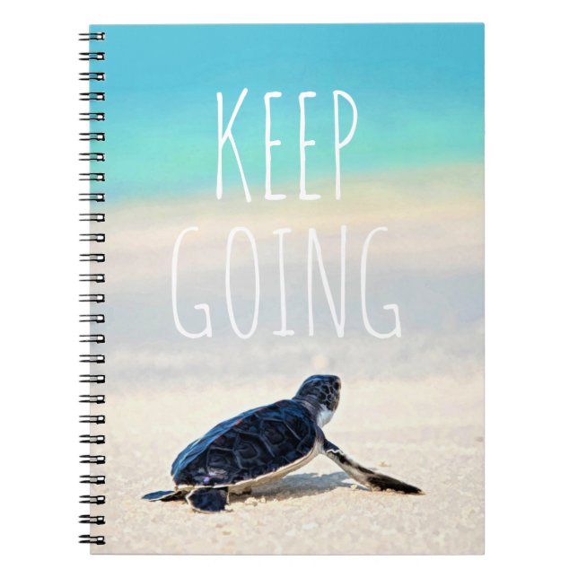 Motivational Quote Keep Going Turtle Beach Notebook (Front)