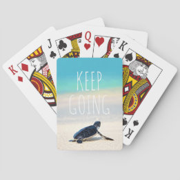 Motivational Quote Keep Going Turtle Beach Playing Cards