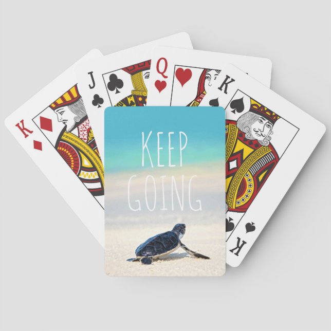 Motivational Quote Keep Going Turtle Beach Playing Cards (Back)
