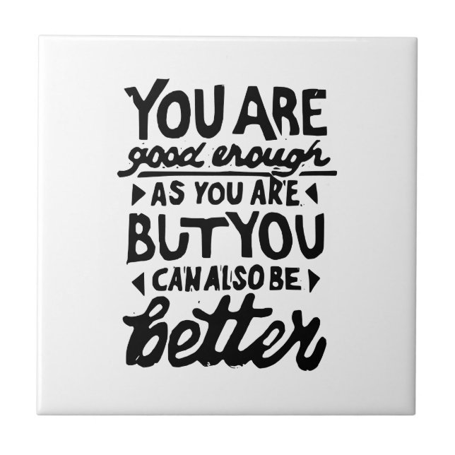 Motivational Quote Lino Print Ceramic Tile (Front)