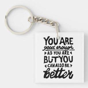 Motivational Quote Lino Print Key Ring