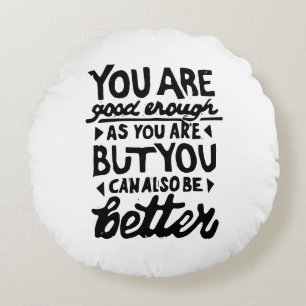 Motivational Quote Lino Print Round Throw Pillow