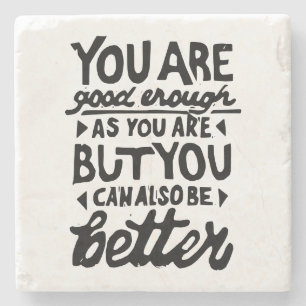 Motivational Quote Lino Print Stone Coaster