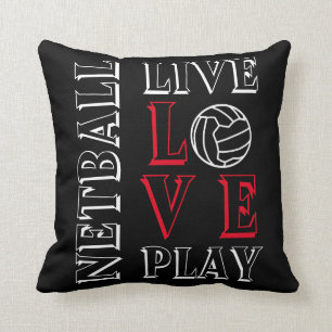 Motivational Quote Live Love Play Netball Cushion