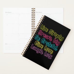 Motivational Quote Live Simply Dream Give Love Planner
