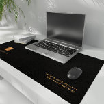 Motivational quote name personalised black leather desk mat<br><div class="desc">Monogram initials and name personalised luxury chic black leather look and metallic gold copper (PRINTED, NOT REAL LEATHER OR METALLIC FOIL) desk mat with an inspirational motivational quote or your text. Can be a great gift for a student, graduate, or business manager for Christmas, birthday, or any other anniversary occasion....</div>