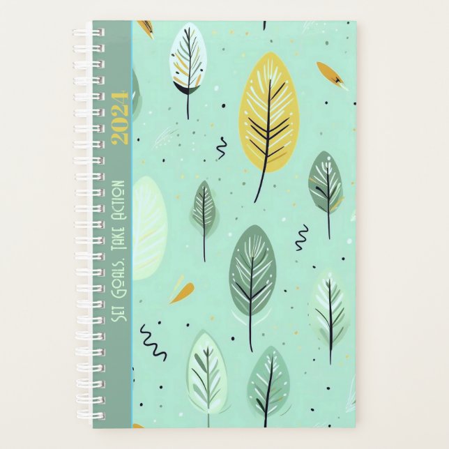 MOTIVATIONAL QUOTE PASTEL GREEN BOHO PATTERN  PLANNER (Front)