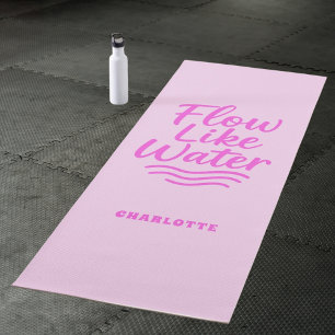 Motivational quote pink flow like water yoga mat