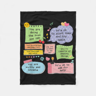 Motivational Quote Positive Vibes Mental Health Aw Fleece Blanket