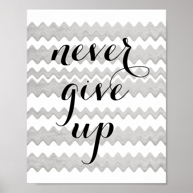 motivational quote poster never give up text (Front)