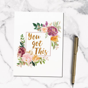 Motivational Quote Pretty Colourful Rose Floral Postcard