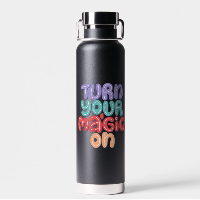 Motivational quote printed black  water bottle (Back)