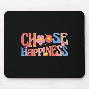 Motivational Quote Retro Groovy Choose Happiness Mouse Pad