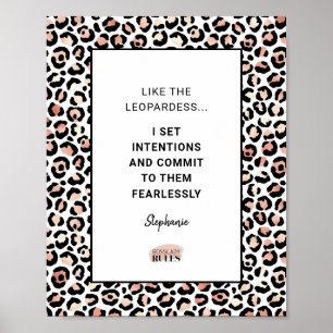Motivational Quote Rose Gold Blush Leopard Print