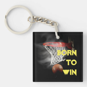 Motivational Quote Saying Basketball Born to Win Key Ring