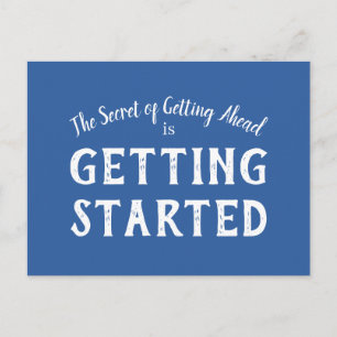 Motivational Quote Secret of Success Blue & White Postcard