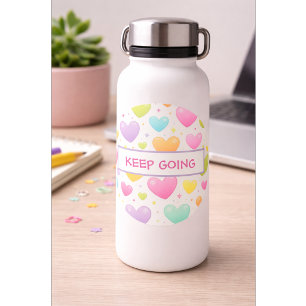Motivational Quote Sticker   Pastel Hearts Design
