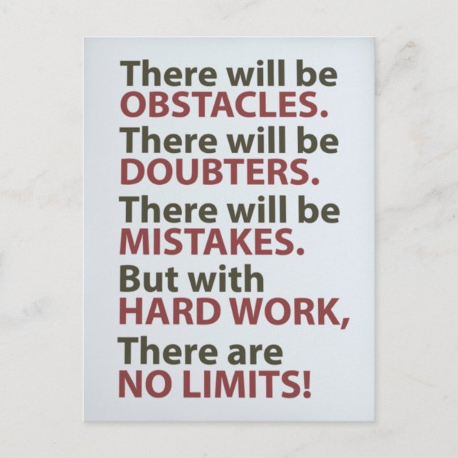 Motivational Quote - There will be obstacles  Postcard (Front)
