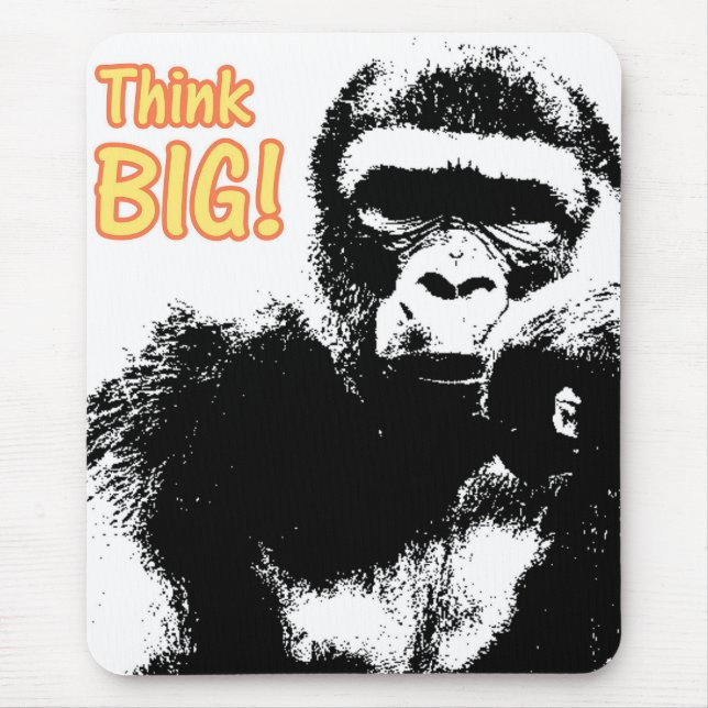 Motivational Quote Think Big Pop Art Gorilla Mouse Pad (Front)