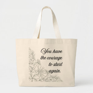 Motivational Quote Tote Bag - Botanical Line Art
