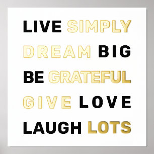 Motivational quote white and gold foil prints