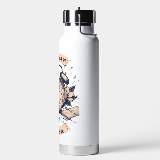 Motivational quote with a broken clock – Symbolic  Water Bottle (Left)