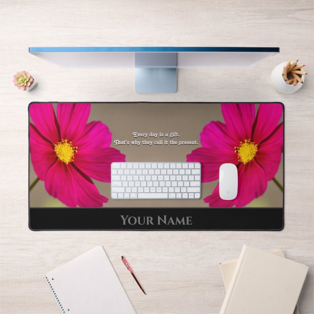 Motivational quote with beautiful flower blossoms desk mat (Office 1)