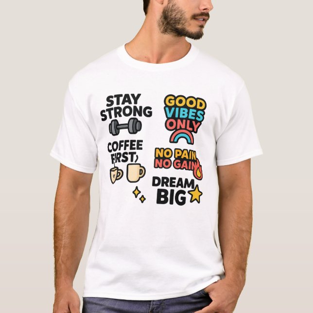 Motivational Quotes Coffee & Fitness Mug T-Shirt (Front)