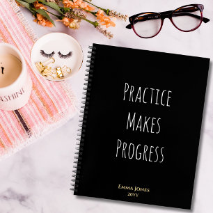 Motivational Quotes Practice Makes Progress Custom Notebook