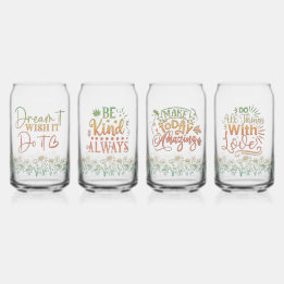 Motivational Quotes Wildflowers Set Can Glasses