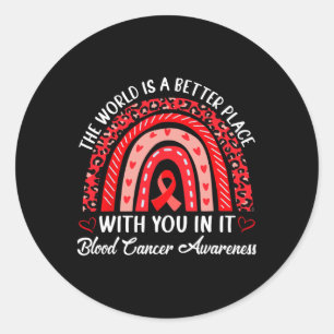 Motivational Rainbow Blood Cancer Awareness Month Classic Round Sticker