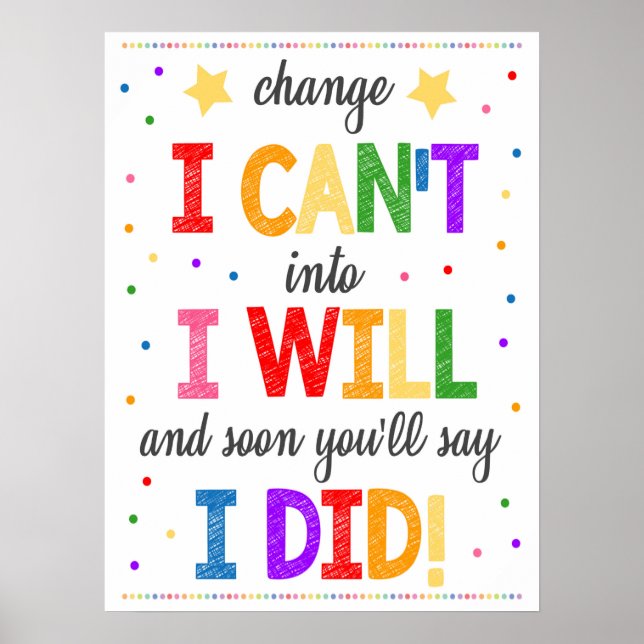 Motivational Rainbow Classroom Poster (Front)