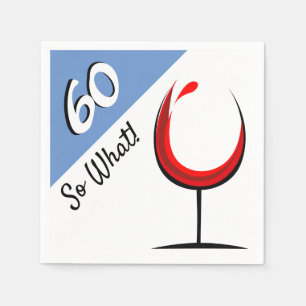 Motivational Red Wine Glass 60th Birthday Party Napkin