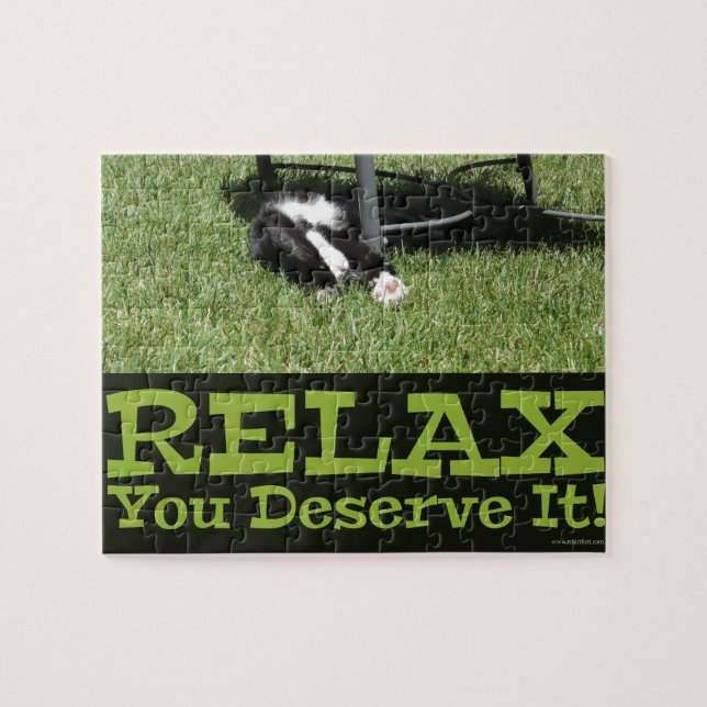 Motivational Relax Zen Cat Photograph Jigsaw Puzzle (Horizontal)
