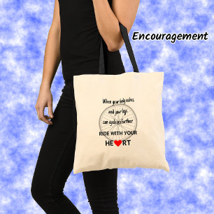 Motivational ride with heart cycling tote bag