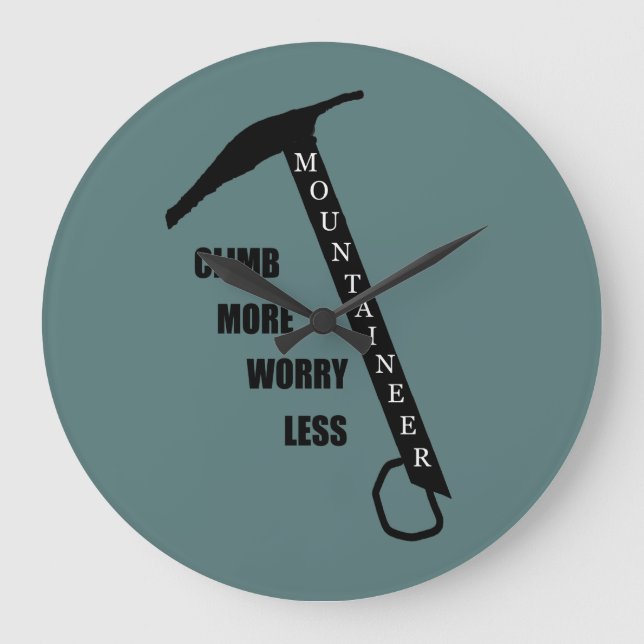 Motivational rock climbing rockclimbing saying large clock (Front)
