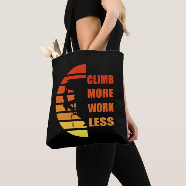 Motivational rock climbing saying tote bag (Close Up)