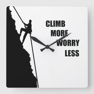 Motivational rock climbing square wall clock