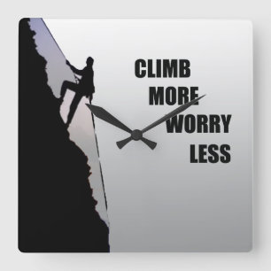 Motivational rock climbing square wall clock