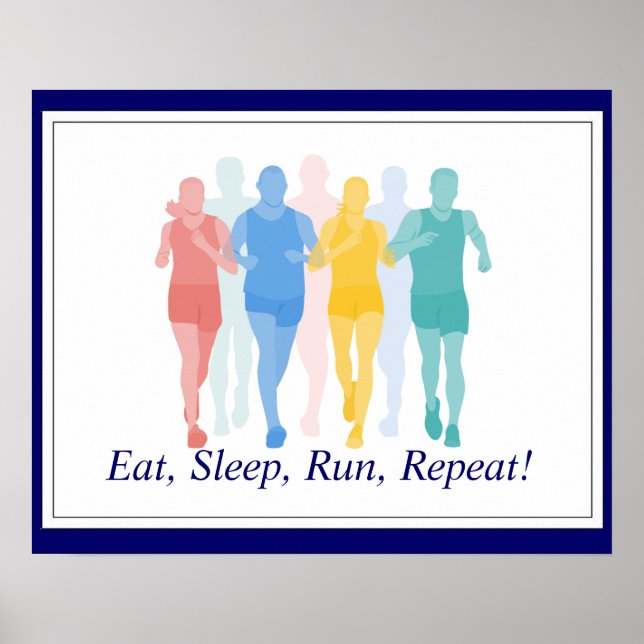 Motivational Runner Quote Run Repeat Poster (Front)