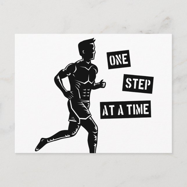 Motivational Running Quote Black Postcard (Front)